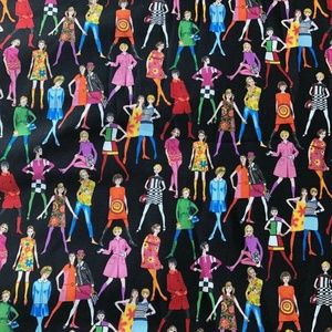 1 Yd 60s Mod Fashion Models Makower Cotton Fabric